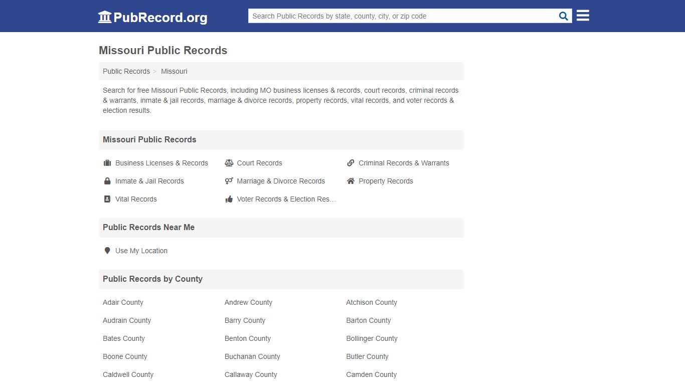 Free Missouri Public Records - pubrecord.org
